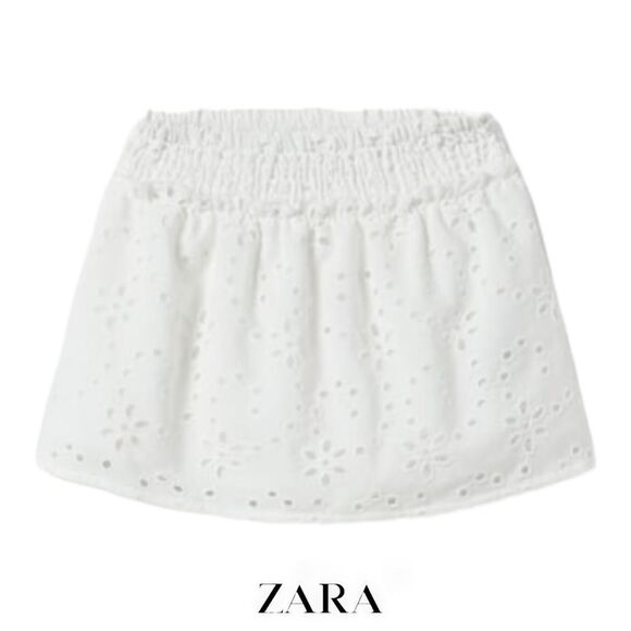 ZARA Kids | White | RUFFLED SCHIFFLI SKIRT - Picture 1 of 5